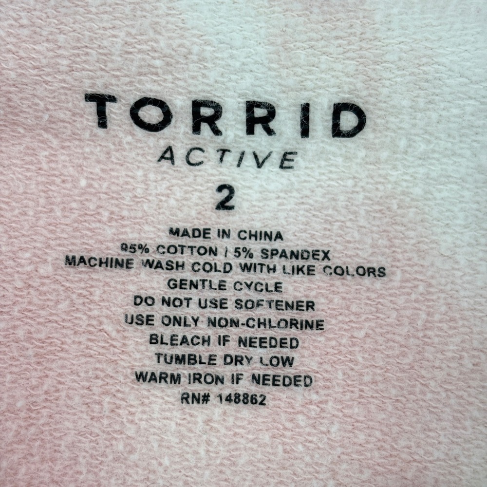 Torrid Active Tie Dye Quarter Zip Sweatshirt Size 2X Pink Thumbholes Pocket - Picture 3 of 8